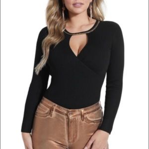 Guess Black Gold Chain Sweater Ribbed